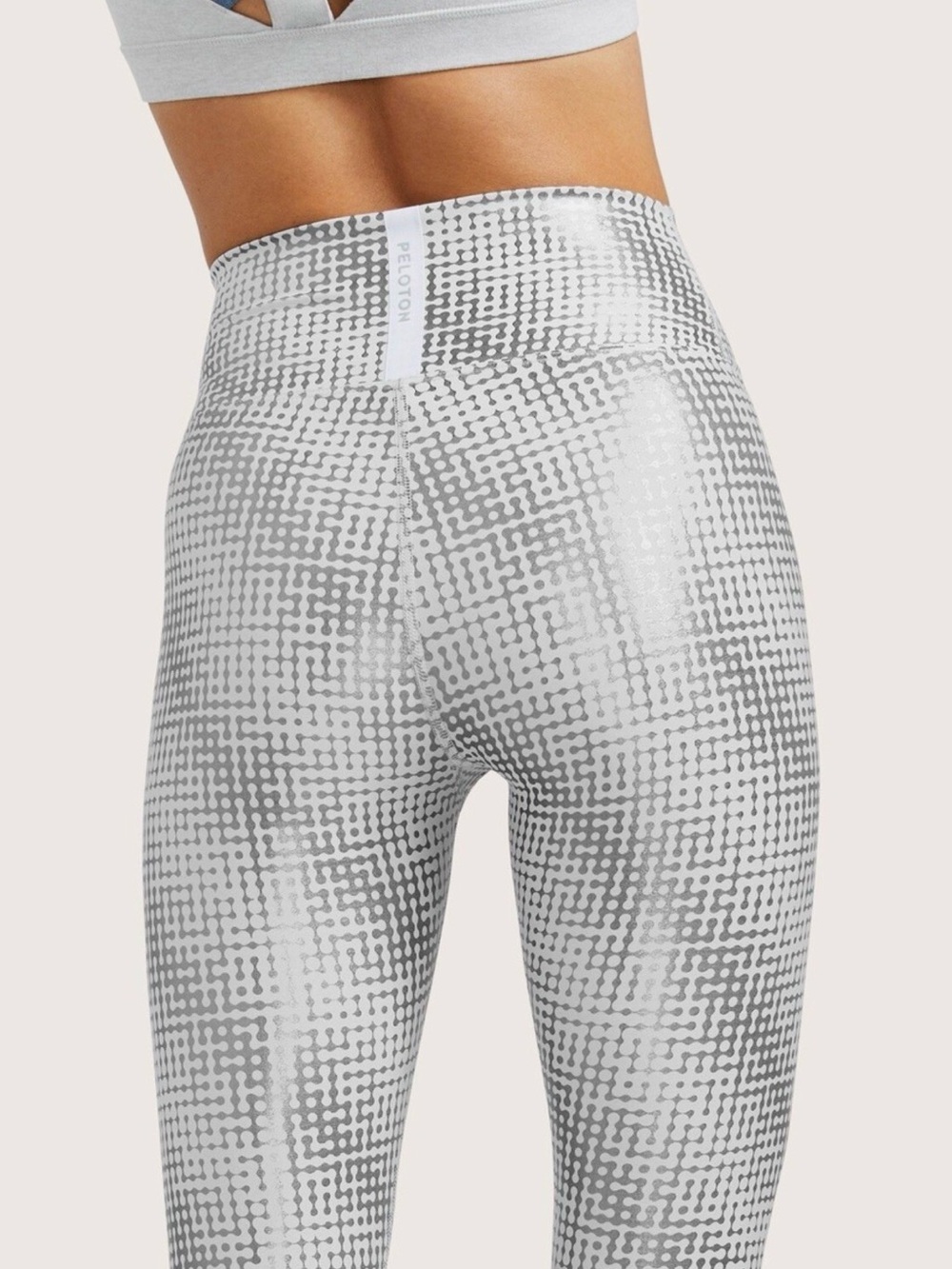 Peloton Show Up Silver Foil Printed High-Waisted Leggings